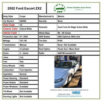 1999 - 2003 FORD ESCORT ZX2 Coupe Rear Back Spoiler Paint Code YZ Oxford White