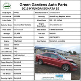 2015 HYUNDAI SONATA  Power Steering Rack and Pinion Sedan 2.4L VIN F (8th digit)