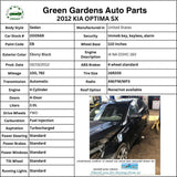 2012 KIA OPTIMA TPMS Tire Pressure Monitoring System Module ID 95800 4C110 OEM