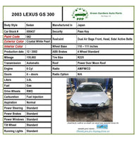1998 - 2005 LEXUS GS300 Sedan 3.0L Overhead Ceiling Sun Roof Moon Roof Glass G