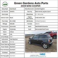 2008 - 2015 MINI COOPER 1.6L Steering Column Floor Shift Without Rain Sensor