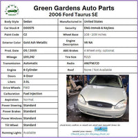 1996 - 1999 FORD TAURUS Sedan Fender Panel Paint Code C2 Right Passenger Side