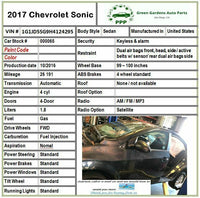 2017 CHEVROLET SONIC Speedometer Instrument Cluster Dash Panel Gauge 26K Miles Q