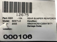 1998 - 2010 VOLKSWAGEN BEETLE TYPE 1 Rear Bumper Reinforcement Impact Bar OEM Q