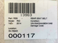 2014 KIA RIO Rear Seat Belt Safety Seatbelt Passenger Right RH OEM Q