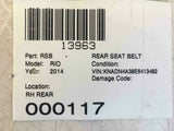 2014 KIA RIO Rear Seat Belt Safety Seatbelt Passenger Right RH OEM Q