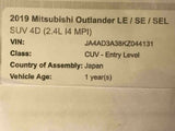 2019 MITSUBISHI OUTLANDER Vapor Canister Mount Bracket Support OEM