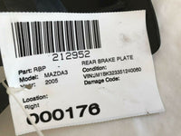 2005 MAZDA 3 Rear Brake Plate Backing Plate Dust Shield Passenger Right RH OEM