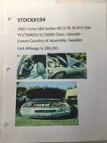 2001 VOVLO S80 80 SERIES Engine Oil Pickup Pick up Tube 2.9L OEM