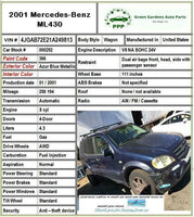 2000 2001 MERCEDES BENZ ML430 Front Headrest Seat Interior Seat Passenger Right