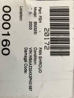 2003 BMW 325I Radiator Cooling Fan Cover Shroud 0919084 Used Original  OEM Black