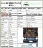 1998 - 2003 MERCEDES E-CLASS Rear Automatic Transmission Propeller Drive Shaft