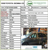 1999 TOYOTA SIENNA CE Sedan Rear Seat Belt Lap and Shoulder Belt Right Side G