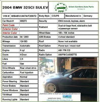2001 - 2005 BMW 325I Overhead Ceiling Sun Roof Glass Moon Roof Window Sedan G