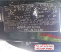 2010 - 2013 KIA FORTE Rear Electric Door Assembly Pait Code ABP Right Side RH