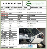 2004 MAZDA 3 Sunroof Moon Roof Glass Window W/ Motor Assembly