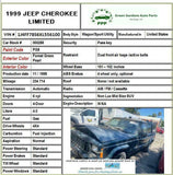 JEEP CHEROKEE 1997 - 2001 Rear Tail Light Lamp Assembly Right Passenger Side RH