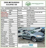 2009 MITSUBISHI ECLIPSE Hatchback Front Seat Assembly Cloth Manual Right Side RH