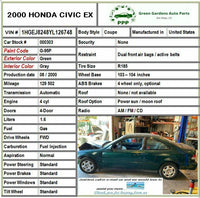 2000 HONDA CIVIC Wheel Cover (14" wheel) 6 spoke Hub Cup Coupe Exterior G
