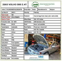 2003 VOLVO 60 SERIES Head LampWasher Motor 0390206219 Left Side LH G