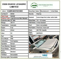2000 - 2005 BUICK LESABRE Front Header Headlight Mounting Panel Sedan G