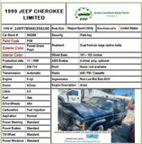 1999 JEEP CHEROKEE Front Bumper Cover Paint Code PG8 Wagon 4Dr G
