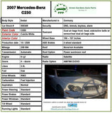 2003 - 2007 MERCEDES C-CLASS Sun Roof Moon Roof Glass Window Sedan G
