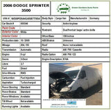 2003 - 2006 DODGE SPRINTER 3500 Turbocharged Intercooler 2.7L Cargo Van G