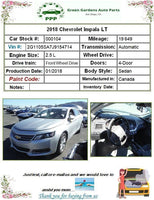2018 CHEVROLET CHEVY IMPALA  Air Intake Tube/Resonator
