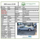 2002 LEXUS LS430 Sedan 4.3L Front Bumper Impact Absorber 8 Cylinder A/T G