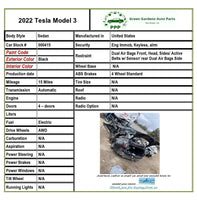 2022 TESLA MODEL 3 Sedan Front Rotor Disk Brake Automatic Transmission AWD T