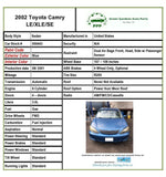 2002 TOYOTA CAMRY XLE Sedan 3.0L 6 Cylinder Power Steering Fluid Tank Reservoir