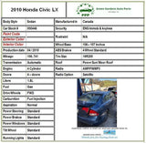 2010 HONDA CIVIC LX Sedan 1.8L A/T Front Hood Panel Latch with Release Lever
