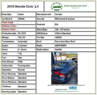 2006 - 2011 HONDA CIVIC 1.8L Sedan Rear Bumper Reinforcement Impact Face Bar G