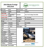 1999 - 2003 MAZDA PROTEGE Rear Back Door Manual Regulator Right Passenger Side