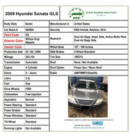 2006 - 2010 HYUNDAI SONATA Sedan Fender Paint Code DS Right Passenger Side RH