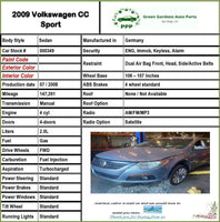 2009 - 2017 VW CC Front Door Shell Panel Exterior Right RH Sedan Paint Code: C7Z