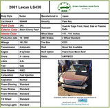 2001- 2006 LEXUS LS430 4.3L 8 Cylinder Automatic Engine Motor 3UZFE 163K Miles