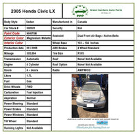 2001 - 2005 HONDA CIVIC Front Door Side Mirror Paint Code NH675M Passenger Side