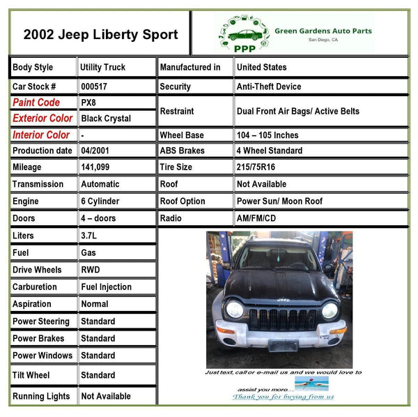 2002 2004 JEEP LIBERTY Fender Flare Wheel Opening Molding Right